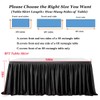 Albassa Pleated Black Table Skirt 9ft for Rectangle Tables Wrinkle