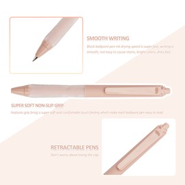 Linbsunne Ballpoint Pens Medium Point 1mm Black Pen with Super Soft Grip Ball Point Pen for Men Women Retractable Pens (6-pack)