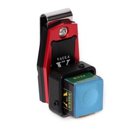Vaula Billiard Metal Magnetic Pool Cue Chalk Holder with Chalk (Red/Black)