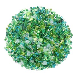 sourcing map 1500Pcs Mixed Glass Beads 2-4mm Bugle Beads Green