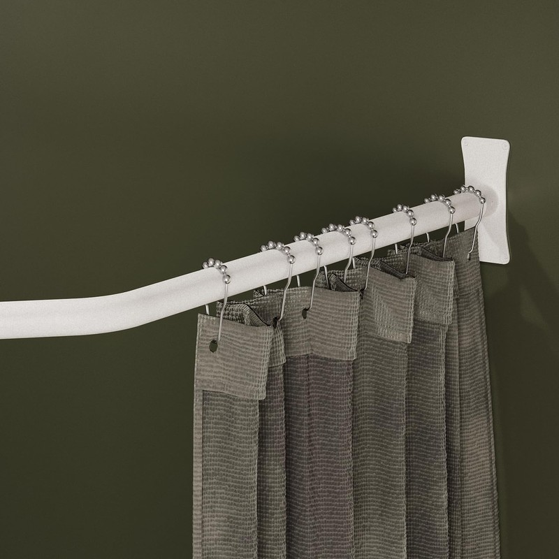 Naiture Neo-Angle Shower Curtain Rod Aluminum with Ceiling Support, 18-1/2"