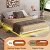 WLIVE Floating Queen Bed Frame, LED Bed Frame with Charging