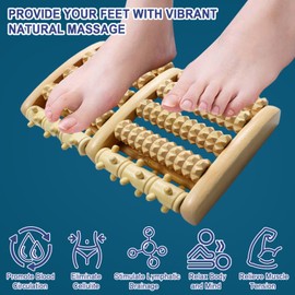 SENLINLIN Foot Massager Tools Set with Wooden Foot Massager Roller, Acupressure Reflexology Foot Massage Socks and 2 Trigger Point Tool for Women and Men, Plantar Fasciitis Relief, Relaxation Gifts