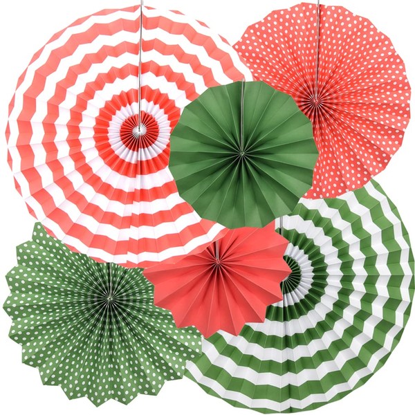 Hocansen 6Pcs Paper Fans Party Decoration 8" 12" 16" Hanging