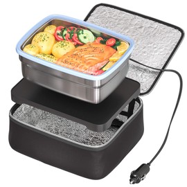 Skywin Portable Car Food Warmer with Vehicle Plug, Car Microwave Alternative, Mini Electric Heated Oven Lunch Box for Vehicle, Like Truck, Includes Stainless Steel Container
