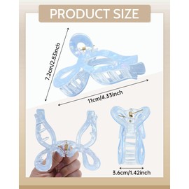 Mesovor 4 pack Elegant Bow Hair Claw Clips, Nonslip 4.3" Large Hair Grip Hairclips for Thin and Thick | Acrylic Hair Strong Hold Hair Jaw Clamps (Mermaid Colorful)