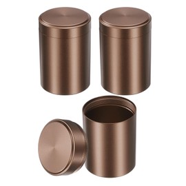 uxcell 3pcs Portable Storage Jar, Multipurpose Airtight Container Bottle Mini Smell Proof Metal Round Tins with Lid for Spices Coffee Tea Candy, Red