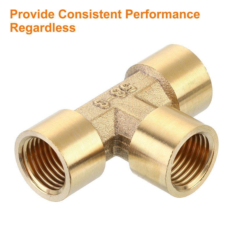 QUARKZMAN Brass Tee Pipe Fitting, 1/4" x 1/4" x 1/4"