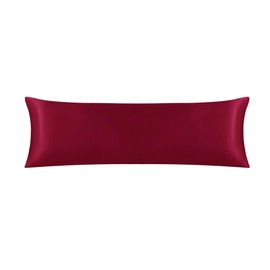 STFRBTH Satin Body Pillowcase for Hair and Skin, Wine Red Breathable Pillow Case with Envelope Closure, Soft Silky Pillow Cover, 20x54 Inches