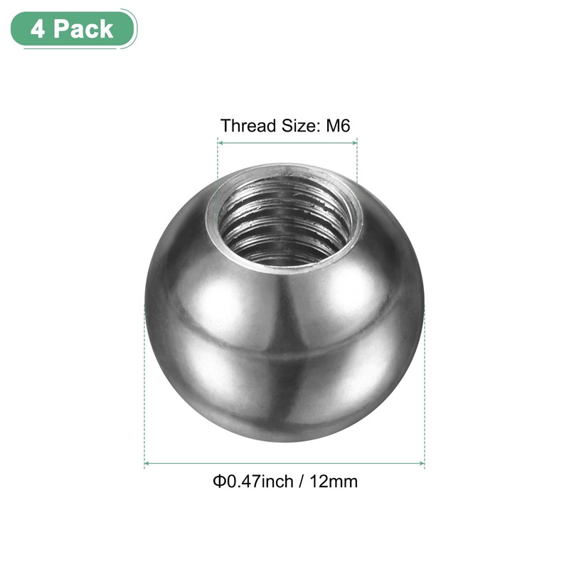 M METERXITY 4Pcs Threaded Ball Nut Knobs, M6x12mm 304 Stainless