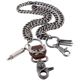 MiDube Long Wallet Chain Biker Punk Key Chains Hip Hop Skull Pant Chain Heavy Waist Chain Suitable for Men’s Jean Belt Loop Purse & Wallet Gothic Rock Cool Metal Silver 23.6 inch,Grey,Large, Yellow