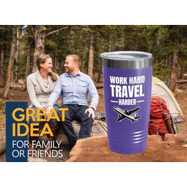Flairy Land Hiking Purpple Edition Tumbler 20oz - Work Hard Travel Harder - Hiking Buddy Gift Hobby Outdoor Man Nature Travel Adventure Camping Backpacker