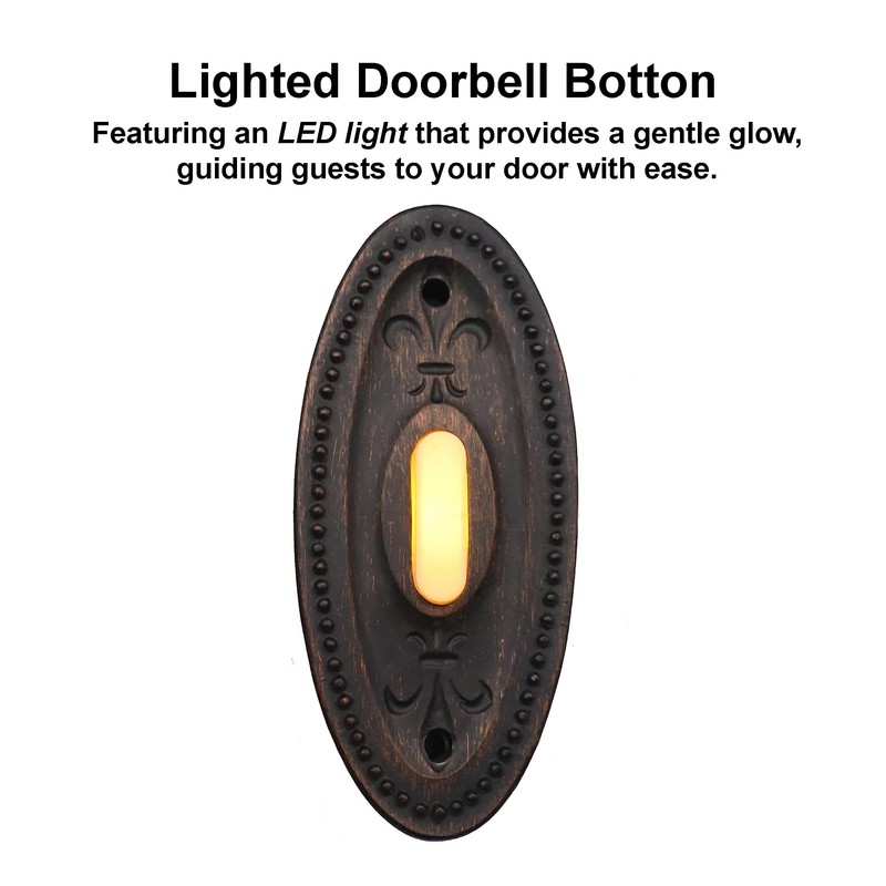 HOMEnhancements Rubbed Bronze Traditional Oval Doorbell, Wired Doorbell Button, Decorative