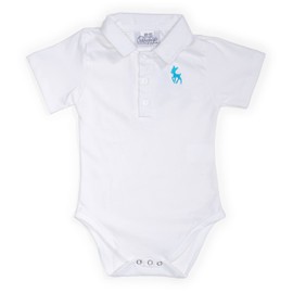 Baby Costume Bodysuit Made of Cotton with Collar and Embroidery - Children's Short Sleeve Bodysuit for Boys and Girls - Jonas Costume Bodysuit, White