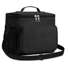 10L Insulated Lunch Bag for Men Women, Foldable Cooler Bag Thermal Lunch Tote for Work School Picnic Travel (Black)