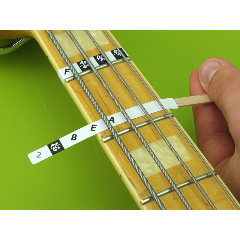 FRETNOTE Stickers for Bass Guitar - 4-string RH Fretboard Notes