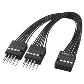 Aukuoy PC Power Switch Splitter, 9 Pin Motherboard Jumper Splitter 1 Female to 2 Male for Power SW, Reset SW, LED - PC Motherboard Adapter