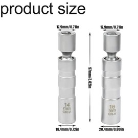 WEZCHUGHAOL 14mm&16mm Magnetic Swivel Spark Plug Socket, Thin Wall Magnetic Rotating 3/8" Drive 12 Point Standard Spark Plug Socket Removal Tool 360-degree Rotation for Maximum Flexibility