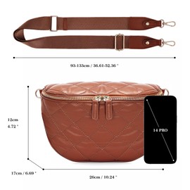 MOLSHINE Women's Quilted Crossbody Bum Bags, Trendy Puffer Belt Sling Bag Shoulder Waist Pack Chest Fanny Pack Purse (Brown)