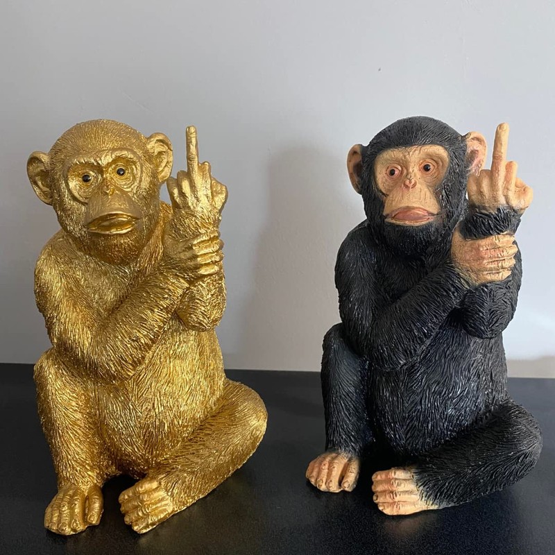 RP Medium Resin Rude Monkey Ornament 19cm Statue Sculpture Figurine