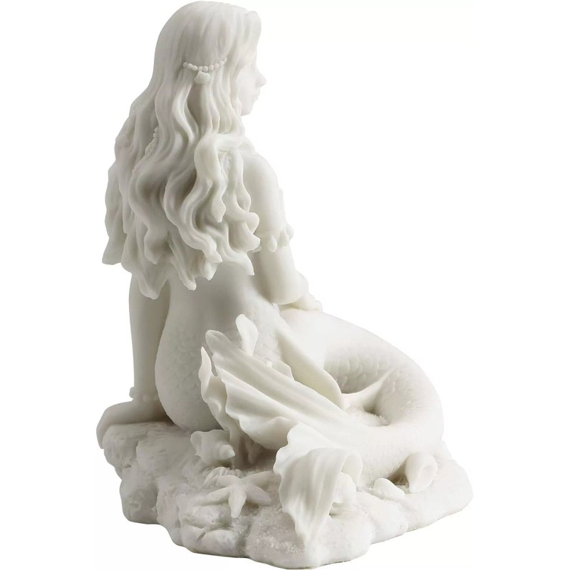 Mermaid Sitting on Beach - White Sculpture Figurine Statue *BRAND