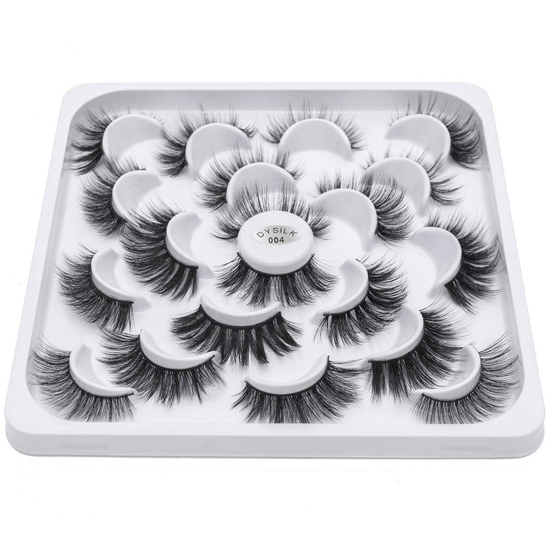 Dysilk 10 Pairs of 6D Eyelashes False Fluffy Wispy, Long