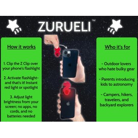 Red Flashlight and Spotlight Adapter for Smartphones, 2-in-1 Outdoor Accessory for Camping, Fishing, Hunting, Astronomy, and Travel, No Batteries or Charging Cords Required