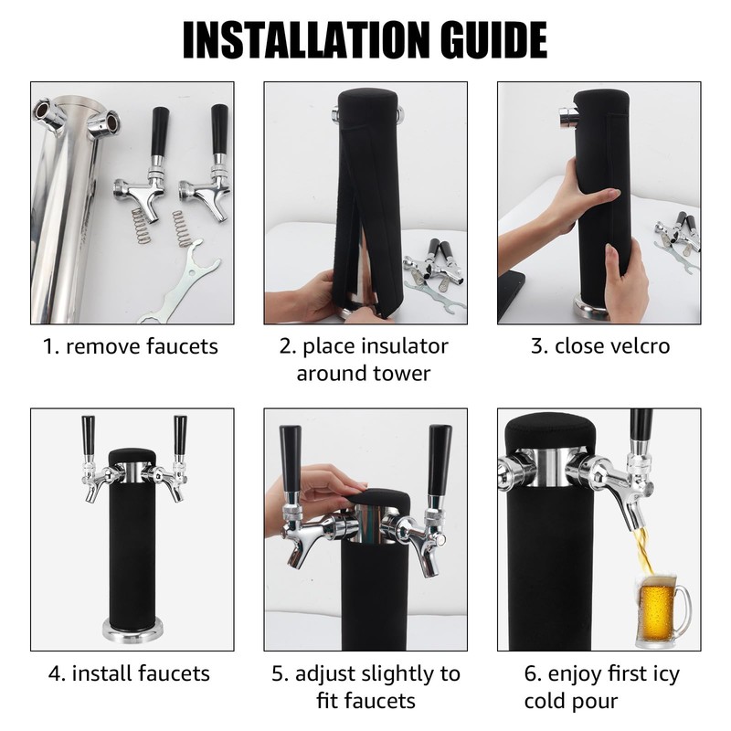 Dbgogo Kegerator Tower Insulator for Standard 3” Diameter Double Tap