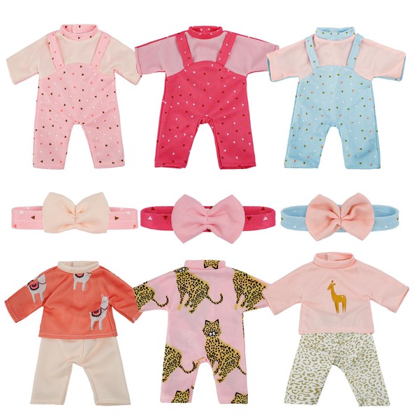6 Sets Baby Doll Clothes Outfits and Headbands for 10
