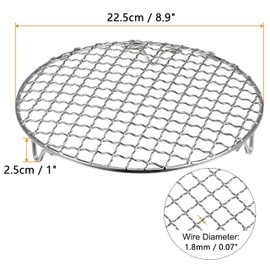 Comicfs Cooking Rack Round 8.9" Wire Steaming Cooling Rack and 304 Stainless Steel Cross Wire Baking Barbecue Rack with Legs for Air Fryer Canning Instant Pot Pressure Dutch Oven (22.5cm/8.9")