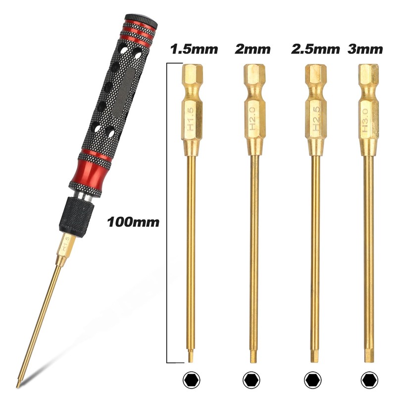 SUNJOYCO 1/4" Drive RC Hex Driver Bit Set, 1.5mm 2.0mm
