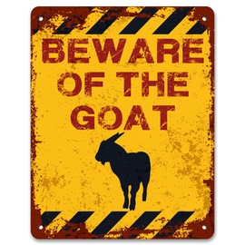 Print Crafted - Beware Of The Goat | Vintage Metal Garden Warning Sign