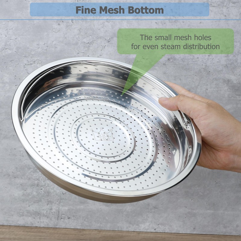 EIKS Stainless Steel Mesh Steamer Basket with Easy Lift Handle