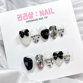 Shining Tweed Sealing Handmade Nail Tip - Short Nose Pin / 샤이닝 트위드 씰링 수제네일팁 - 숏코핀