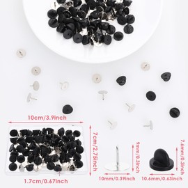 Prasacco Pack of 50 Rubber Pin Clasps, Lapel Clasp, Round Replacement Pin for Crafts, DIY Jewellery Making, Uniform Badges (Black)