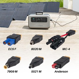 KNMIPJD Solar Panel Adapter Kit 7-in-1 Solar Connector Kit with Female and Male Connectors 14AWG 3Ft Solar Connector to XT60 Adapter Cable for Portable Power Station and Solar Generator (5FT)