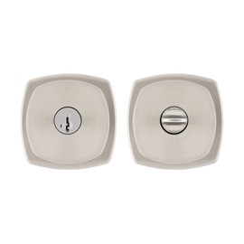 Kwikset Arroyo Knob Entry Door Knob with Lock and Key, Secure Keyed Handle Exterior, Front Entrance and Bedroom, Satin Nickel, Pick Resistant SmartKey Rekey Security and Microban