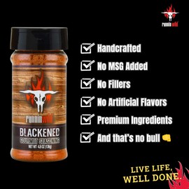 Runnin’ Wild Signature Blackened Seasoning – Irresistible Cajun Spice Blend for Chicken, Salmon, Shrimp & Fish | Bold & Flavorful Gourmet Blackening Rub, No Artificial Flavors or MSG added - 4.8oz
