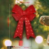JUSTPRO 24" 40 LED Lighted Red Sparkly Bow Christmas Decoration