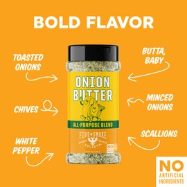 Fire & Smoke Society Onion Butter All Purpose Seasoning | BBQ Rubs for Smoking and Grilling | Steak, Grilled Chicken, Pork, Burgers | Onions, Green Herbs, White Pepper | XL 12.6 oz