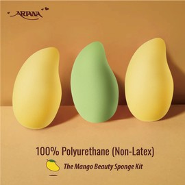 ARIANA THE MANGO BEAUTY SPONGE KIT - YELLOW MANGO SPONGE 3PCS - MANGO SHAPE BEAUTY BLENDER / COSMETIC SPONGE / BLENDING SPONGE / FOUNDATION SPONGE