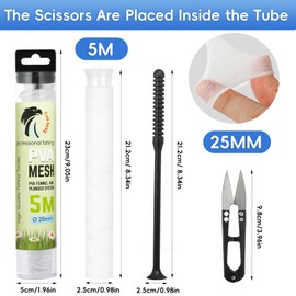 winbest 5M PVA Mesh Carp Fishing, 25mm Pva Mesh Kit with Scissors Funnel and Plunger, Pva Bags Carp Fishing Accessories Fast Melt Pva Mesh Bag Refill for Boilie Bait Feeding