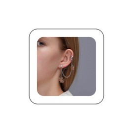 Yienate Silver Butterfly Chain Tassel Cuff Earrings Long Butterfly Hinge Dangle Drop Earrings Single Butterfly Ear Clips Statement Crawler Cuff Earrings For Women, Silver