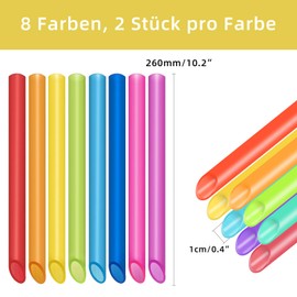 16 Pcs Boba Tea Straws, Reusable Plastic Bubble Tea Straws, Colorful Smoothie Straws with 2 Pcs Cleaning Brush, 13mm X 10.5 inch, Large Diameter Design
