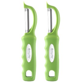 Spring Chef Premium Swivel Vegetable Peeler, Soft Grip Handle and Ultra Sharp Stainless Steel Blades - Perfect Kitchen Peeler for Veggie, Fruit, Potato, Carrot, Apple - Green - Set of 2