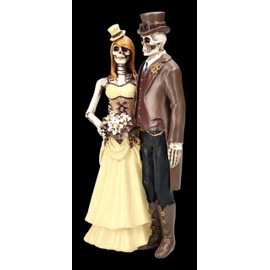Gothic Skeleton Bride and Groom Figurine - Steampunk - I Do | Decorative Figurine, Hand Painted