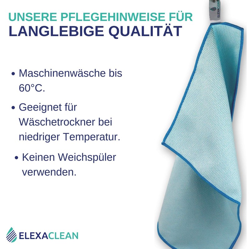 Elexaclean Window Cloth, Streak-Free, Microfibre Cloth, 60 x 40 cm