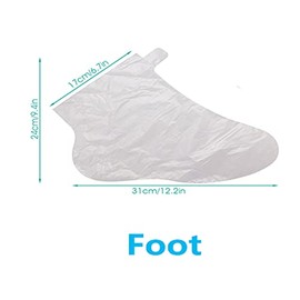 200 botines desechables de plástico transparente, forros de baño de parafina para pedicura de pies, tratamiento de cera de spa caliente, bolsas de terapia térmica más gruesas y grandes, forros de calcetines de plástico, XL