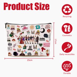 GZYYANG Cosmetic bag, Singer make-up bag, women's make-up bag with zip, album inspired make-up bag for music lovers, TS fans, women, girls, White, Everyday
