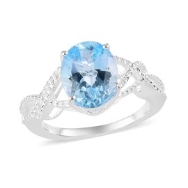 925 Sterling Silver Oval Sky Blue Topaz Loose Braid Solitaire Engagement Ring Stylish Jewelry For Her Size 8 Cttw 2.3
